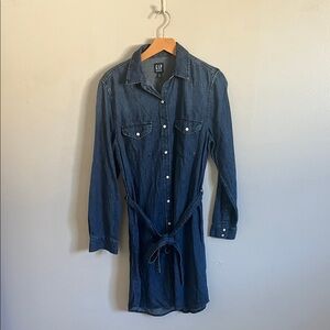 GAP Dark Blue Denim Shirt Dress (M-Tall)
